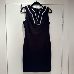 Tommy Hilfiger lace trim navy sheath dress